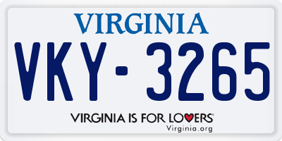 VA license plate VKY3265