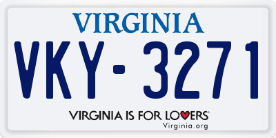 VA license plate VKY3271