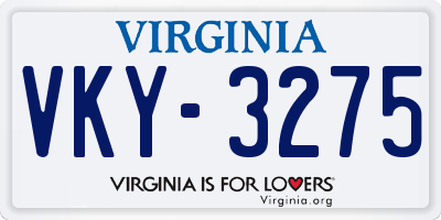 VA license plate VKY3275