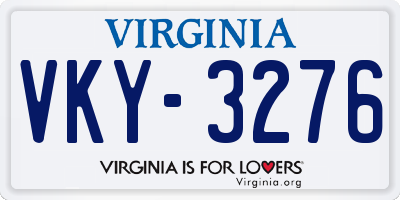 VA license plate VKY3276