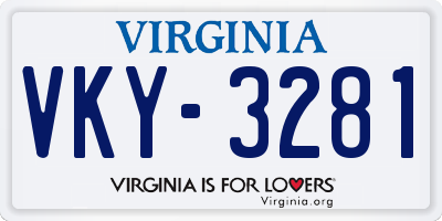 VA license plate VKY3281