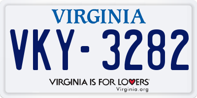 VA license plate VKY3282