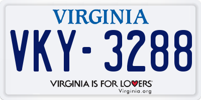 VA license plate VKY3288