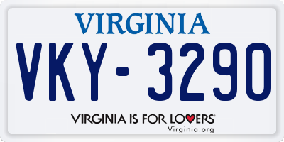 VA license plate VKY3290