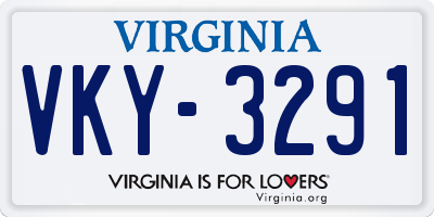 VA license plate VKY3291