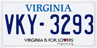 VA license plate VKY3293