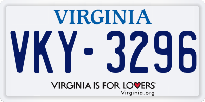 VA license plate VKY3296