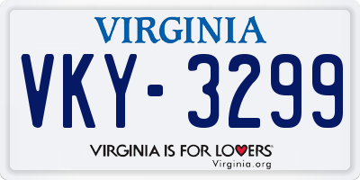 VA license plate VKY3299
