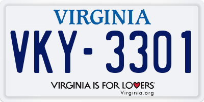 VA license plate VKY3301