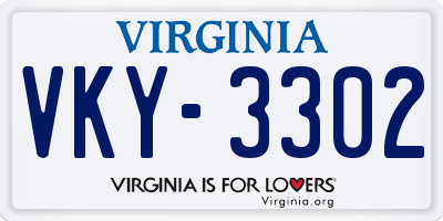 VA license plate VKY3302