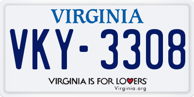 VA license plate VKY3308