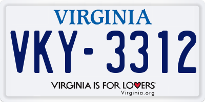 VA license plate VKY3312