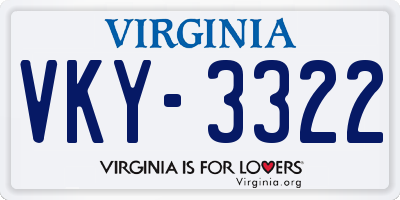 VA license plate VKY3322