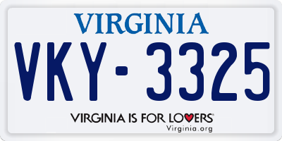 VA license plate VKY3325