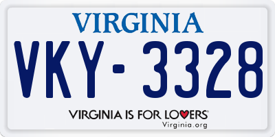 VA license plate VKY3328
