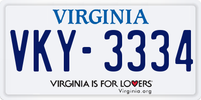 VA license plate VKY3334