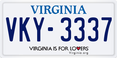 VA license plate VKY3337