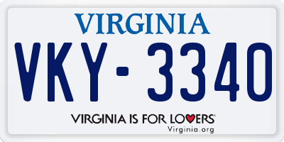VA license plate VKY3340