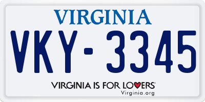 VA license plate VKY3345