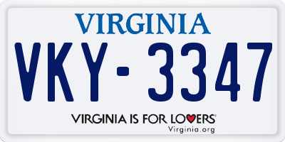 VA license plate VKY3347