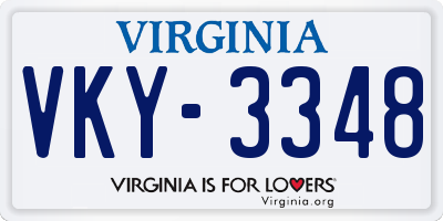 VA license plate VKY3348