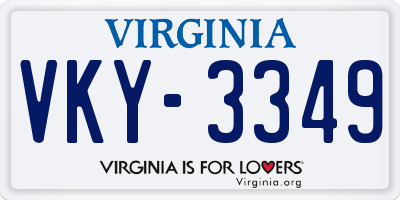 VA license plate VKY3349