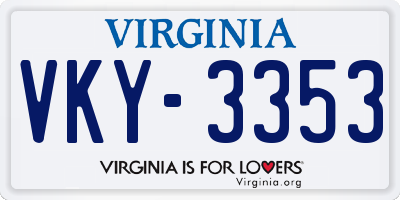 VA license plate VKY3353