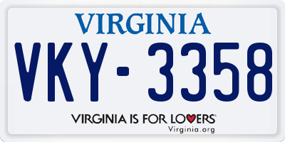 VA license plate VKY3358