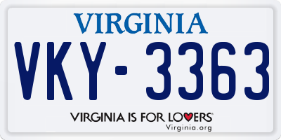 VA license plate VKY3363