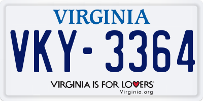 VA license plate VKY3364