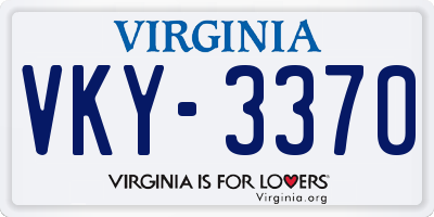 VA license plate VKY3370