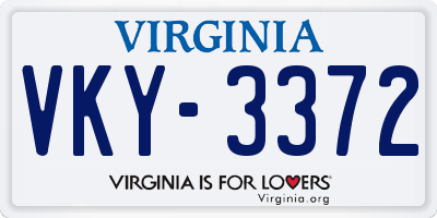 VA license plate VKY3372