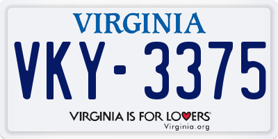 VA license plate VKY3375