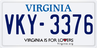 VA license plate VKY3376