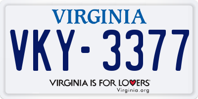 VA license plate VKY3377