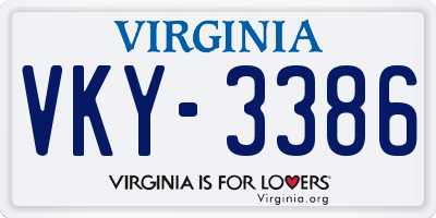 VA license plate VKY3386