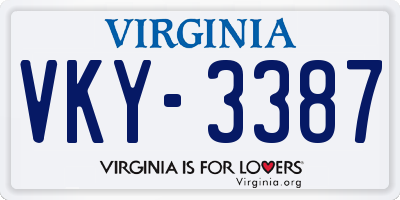 VA license plate VKY3387