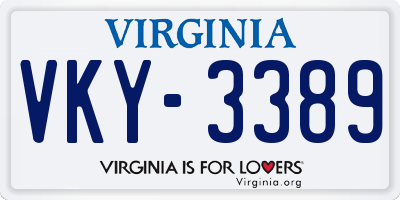 VA license plate VKY3389