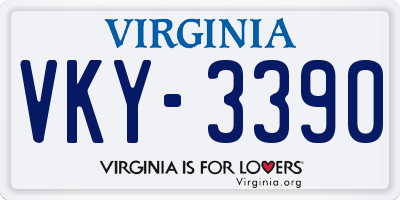 VA license plate VKY3390