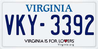 VA license plate VKY3392