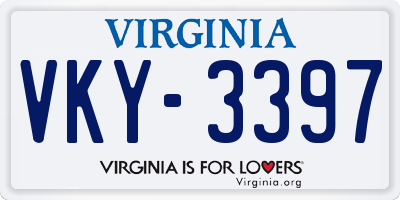 VA license plate VKY3397