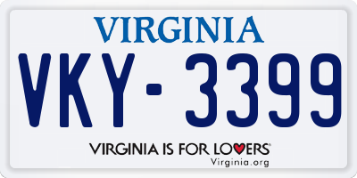 VA license plate VKY3399
