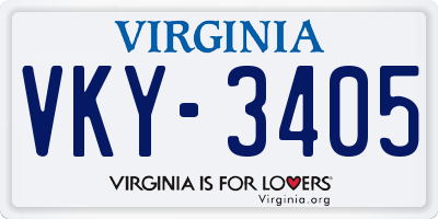 VA license plate VKY3405