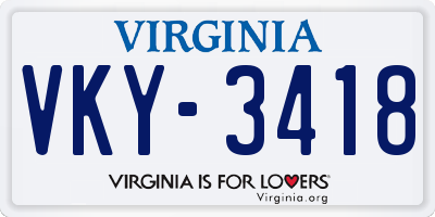 VA license plate VKY3418