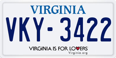 VA license plate VKY3422