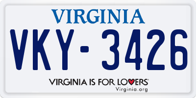 VA license plate VKY3426