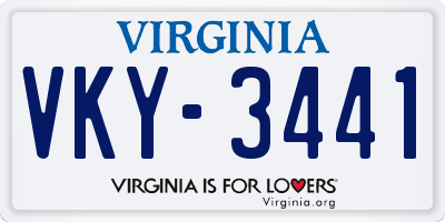 VA license plate VKY3441
