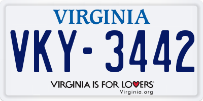 VA license plate VKY3442