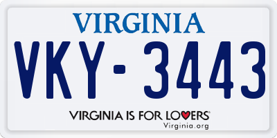 VA license plate VKY3443