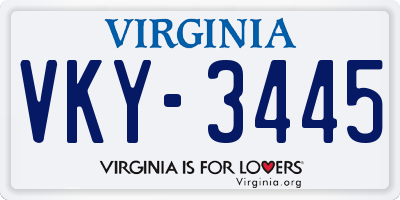 VA license plate VKY3445